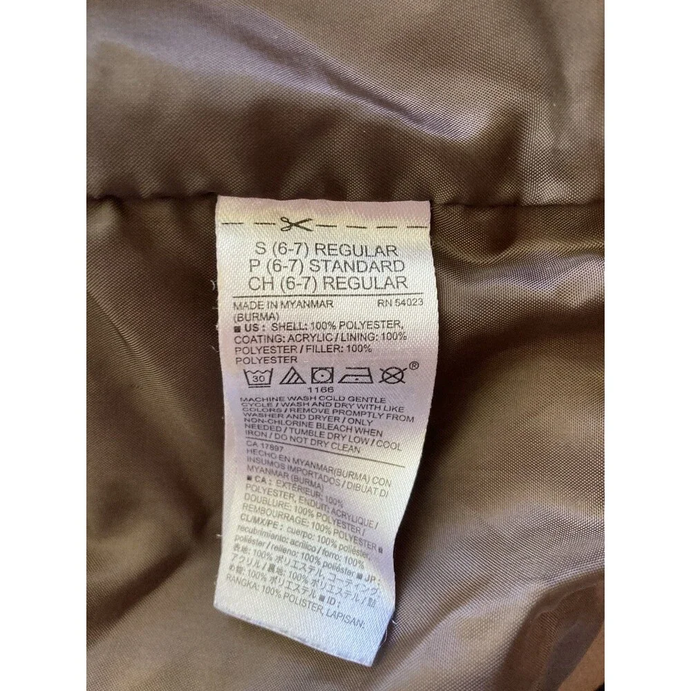 Boys Small (Size 6 To 7) Old Navy Brown Puffer Vest Zip Up With Pockets